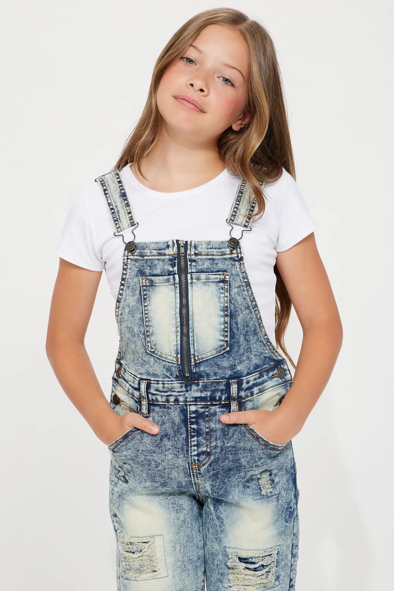 Mini Ready To Go Denim Overalls - Acid Wash