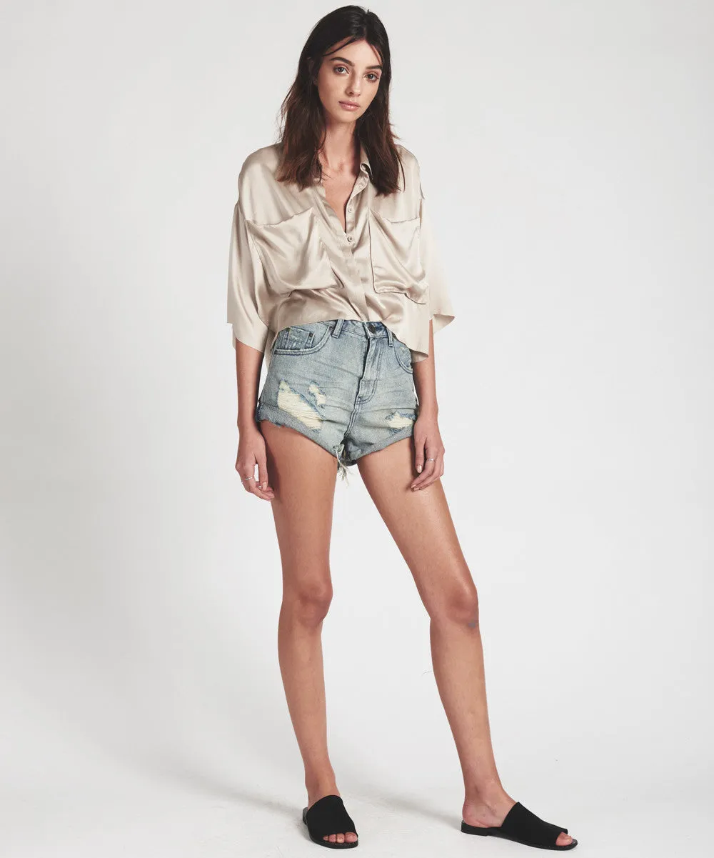 One Teaspoon Blue Storm High Waist Bandits Jean Shorts