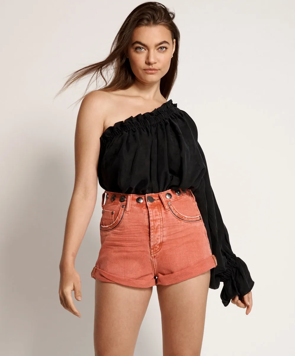 One Teaspoon Coral Studded Bandits High Waist Denim Jean Short