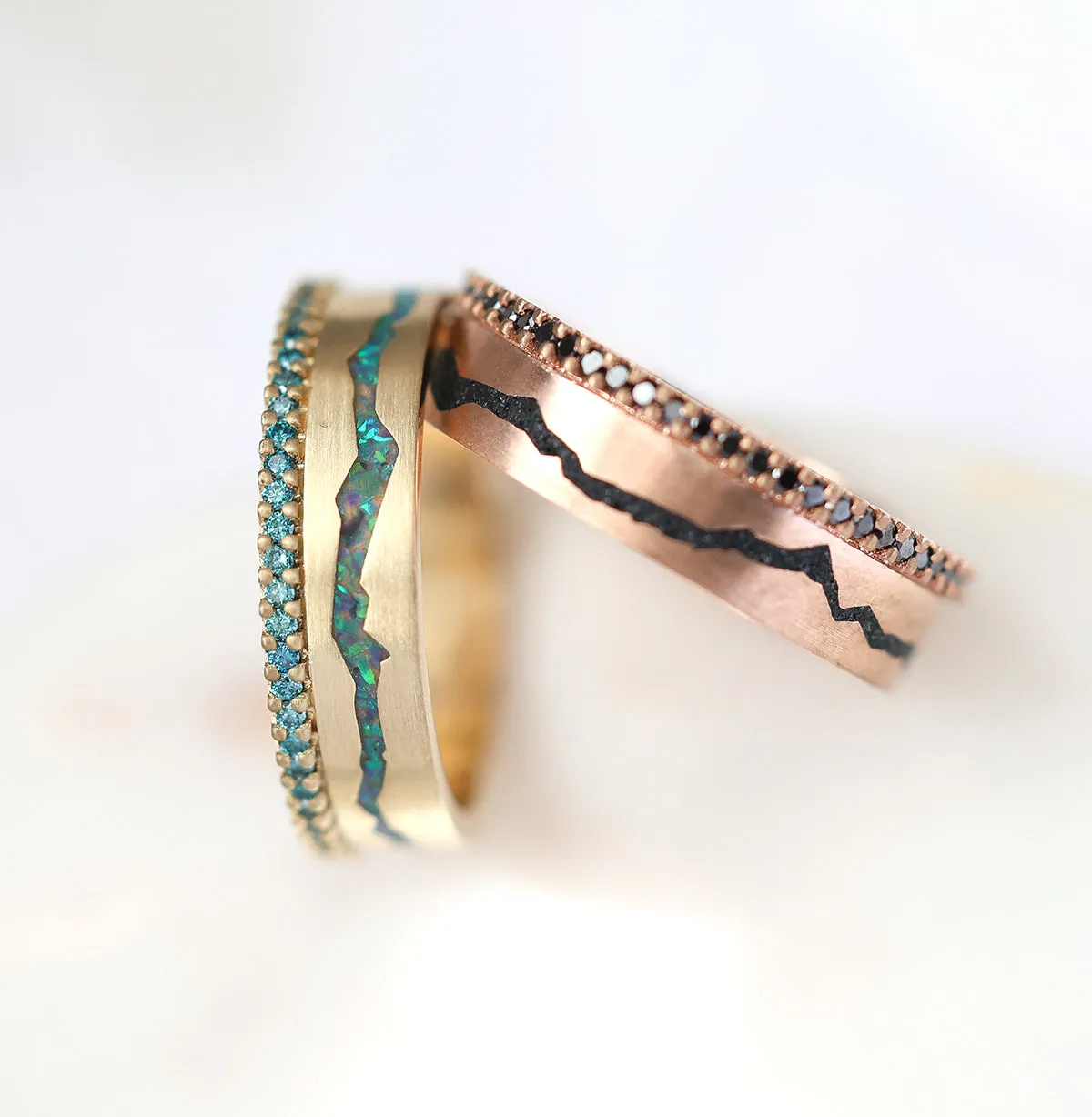 Rowan Lab Opal Band With Teal Diamonds