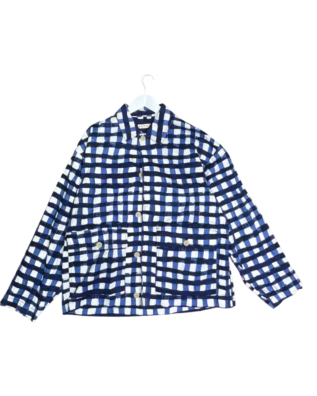 Size L - Uniqlo x Marni Oversized Checked Utility Jacket in Stylish Design