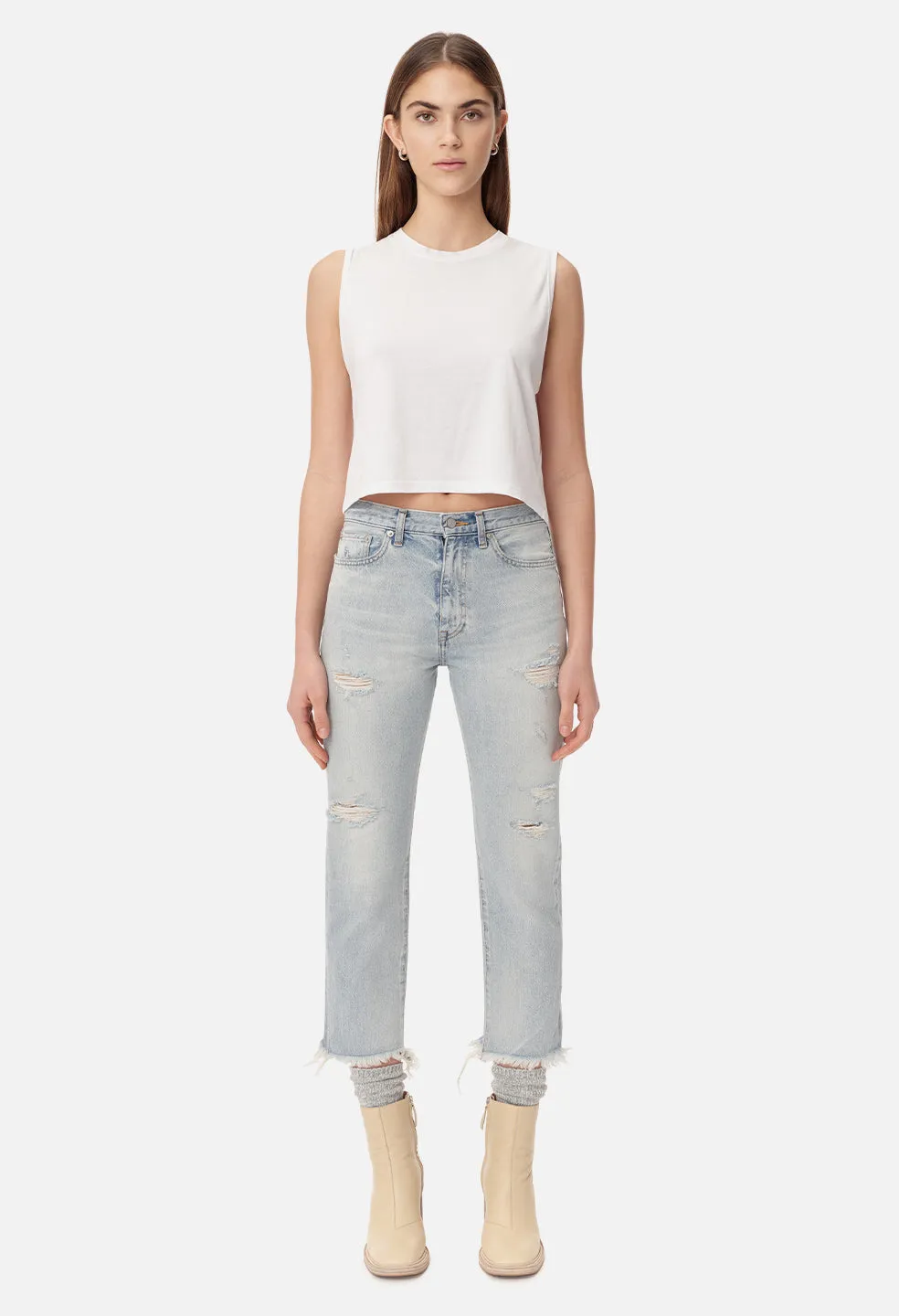 Straight Leg Crop Jean / Dust