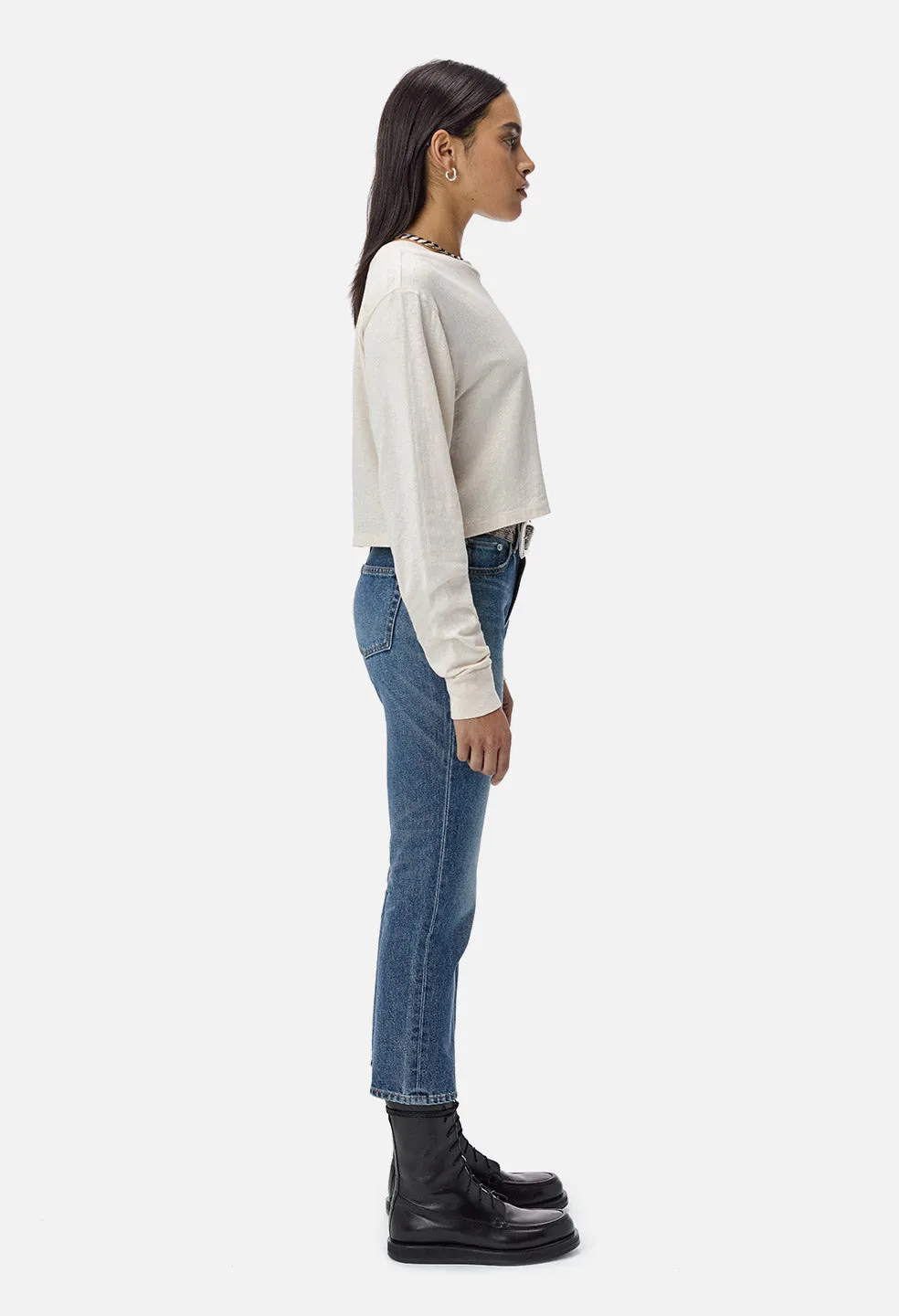 Straight Leg Crop Jean / Union Blue