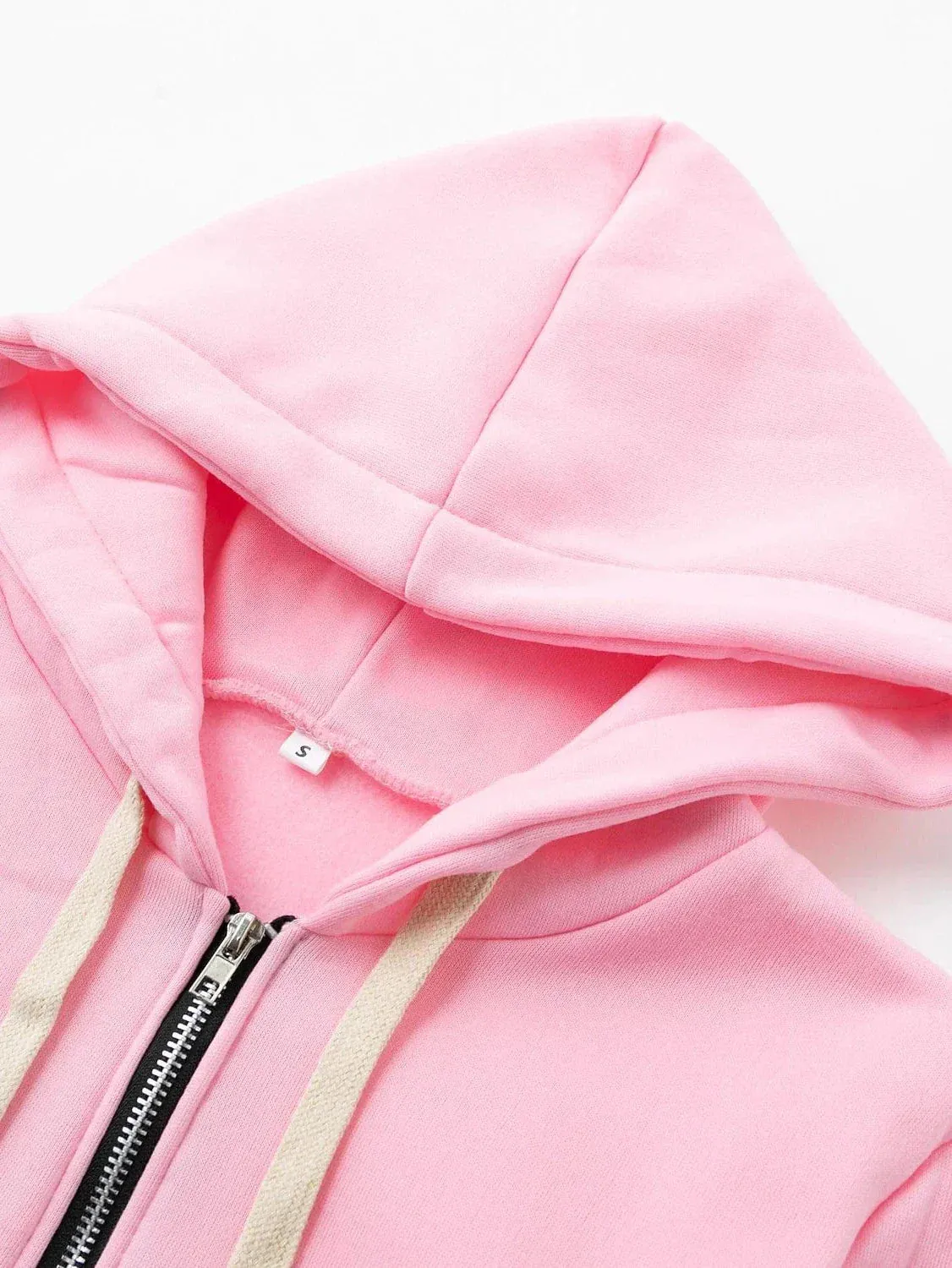 Stylish Women's Zip-Up Hooded Jacket with Drawstring - Black Pink Wine