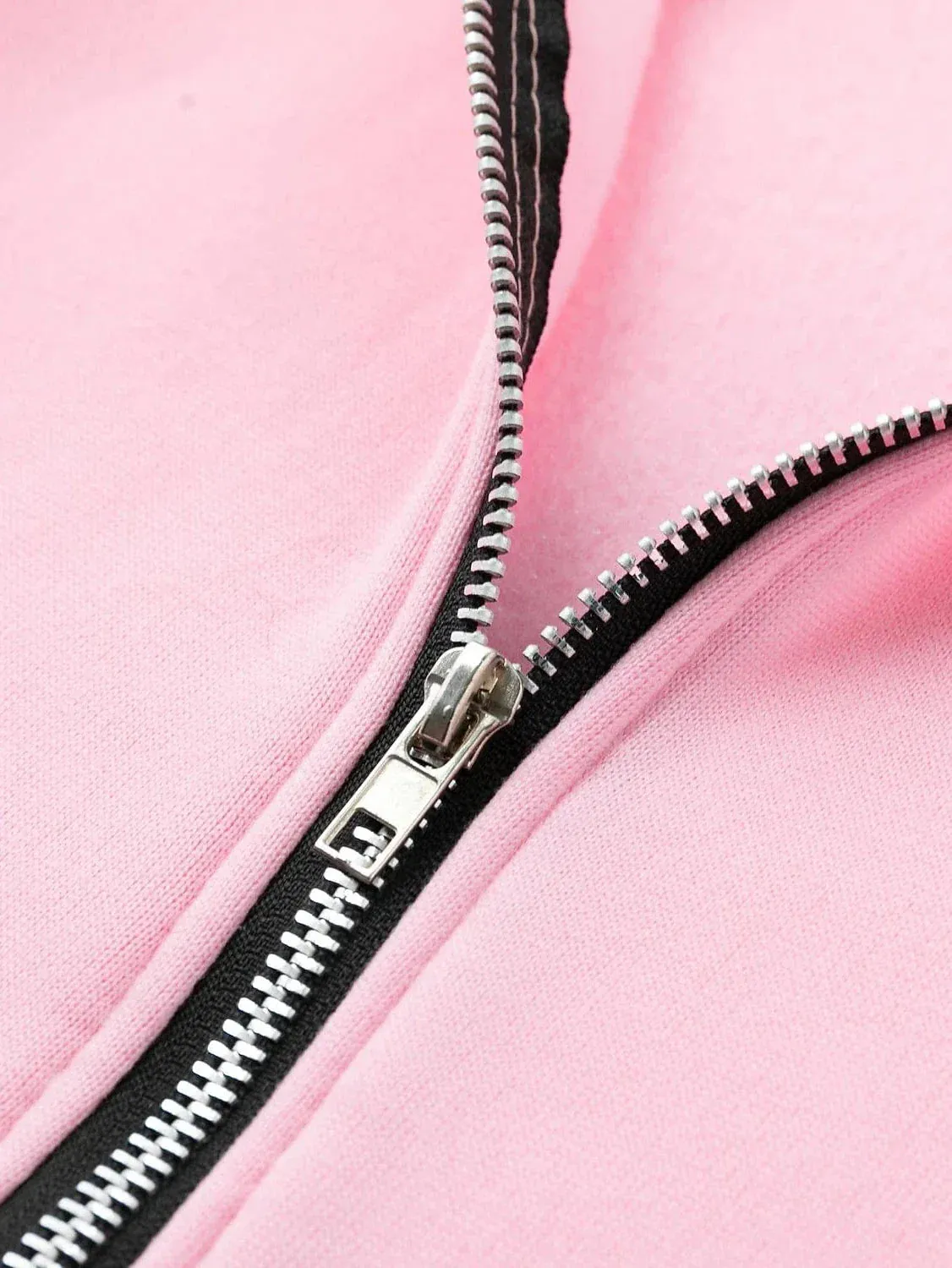 Stylish Women's Zip-Up Hooded Jacket with Drawstring - Black Pink Wine