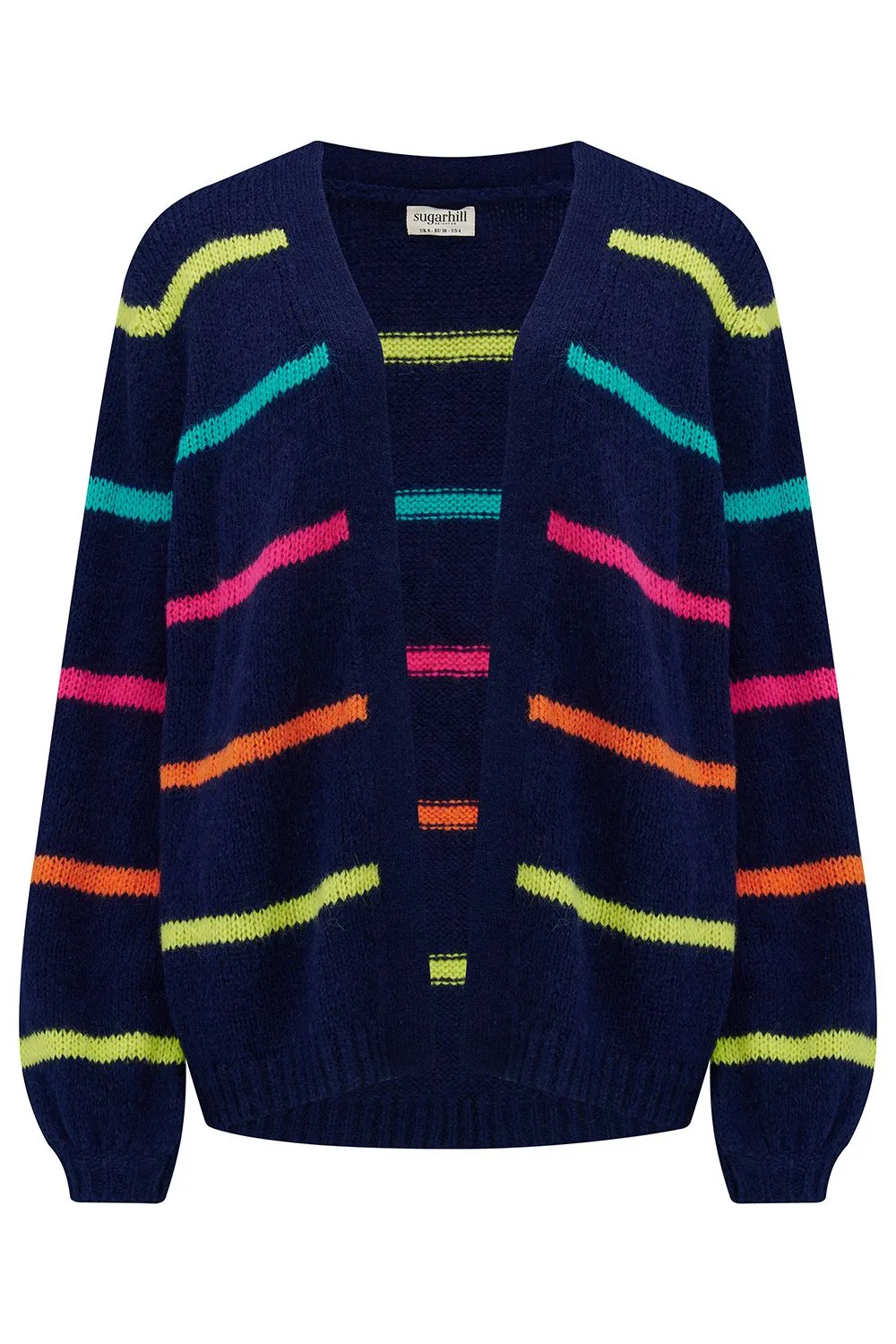 Sugarhill Brighton Navy Bright Lines Yvette Cardigan