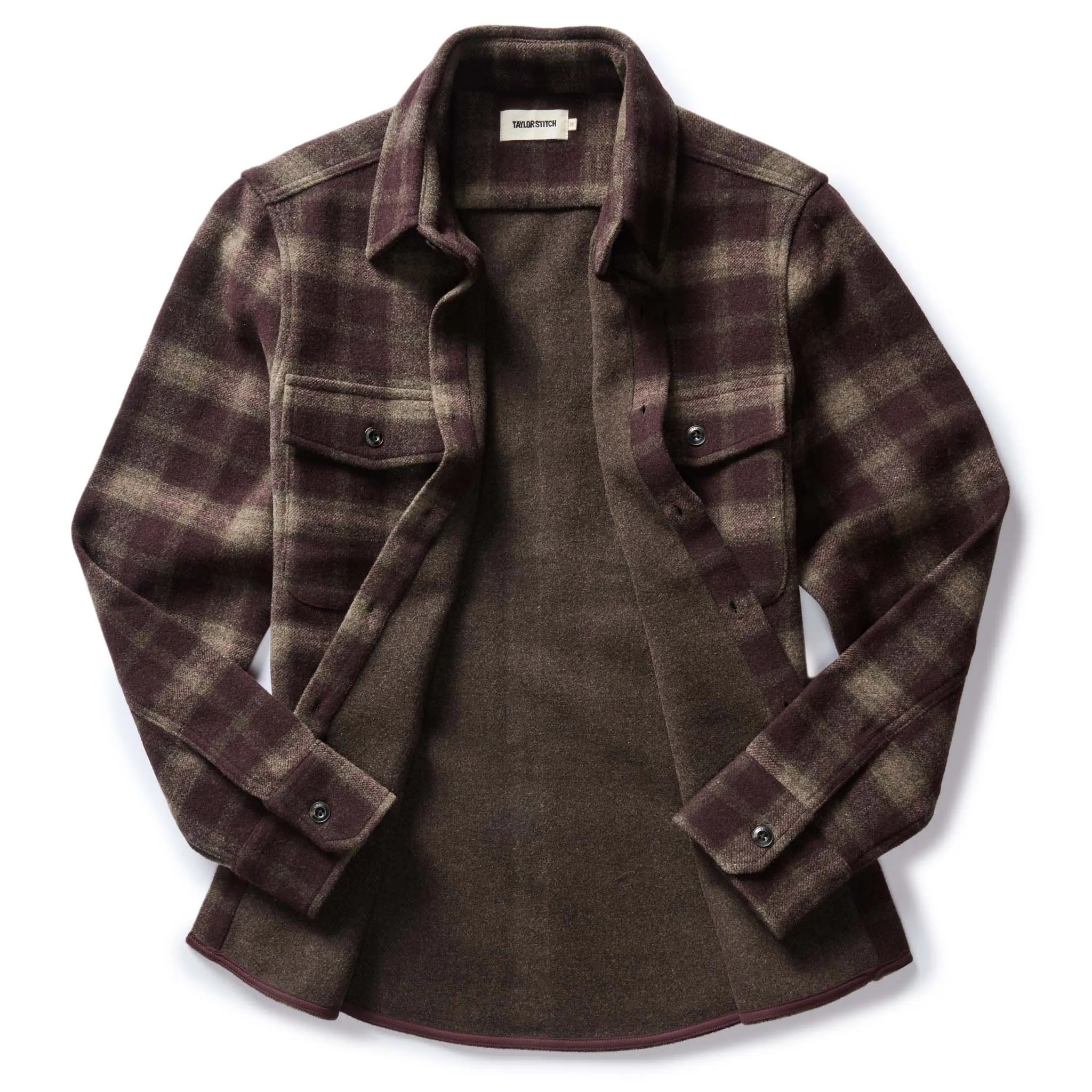 The Maritime Shirt Jacket in Burgundy Plaid