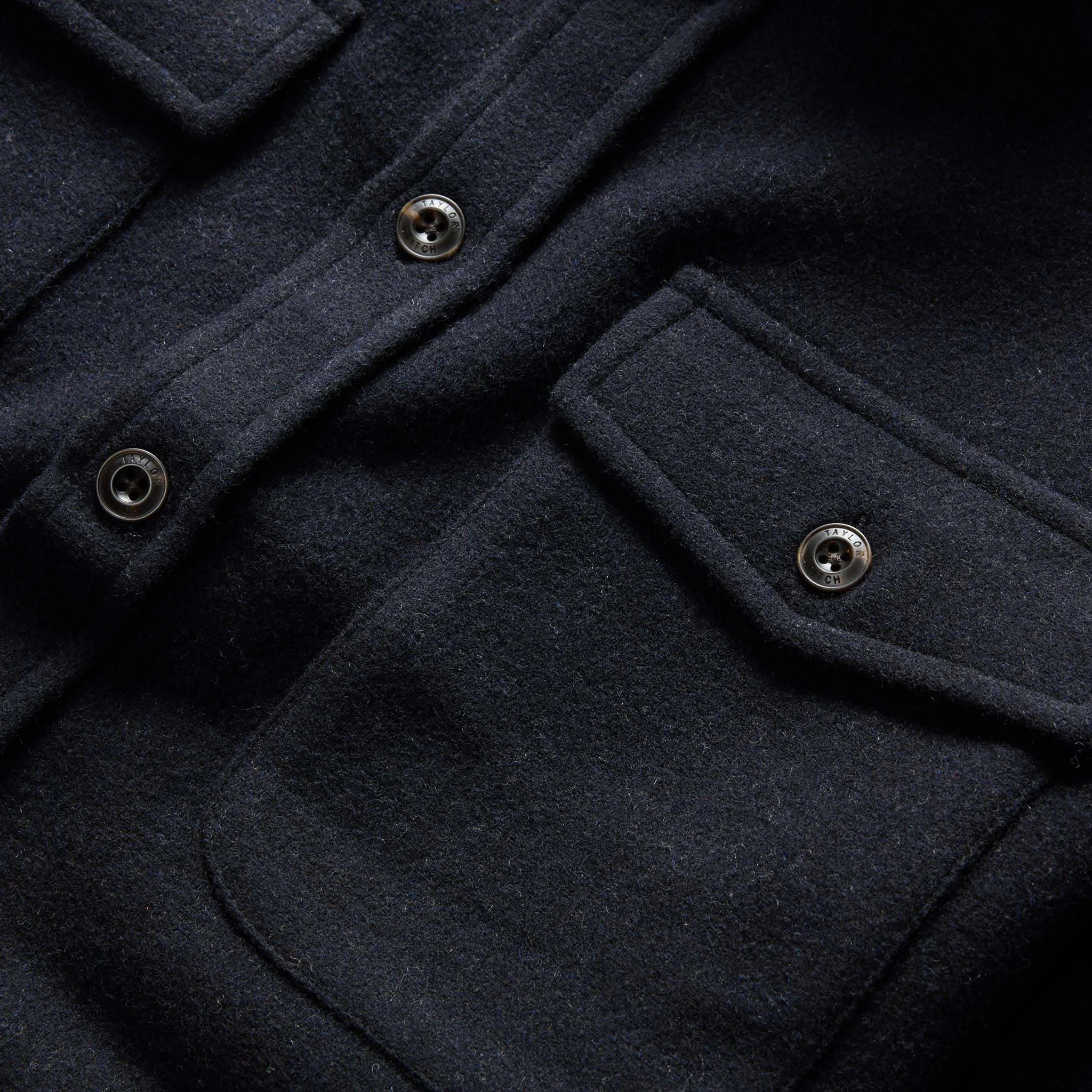 The Maritime Shirt Jacket in Dark Navy Wool