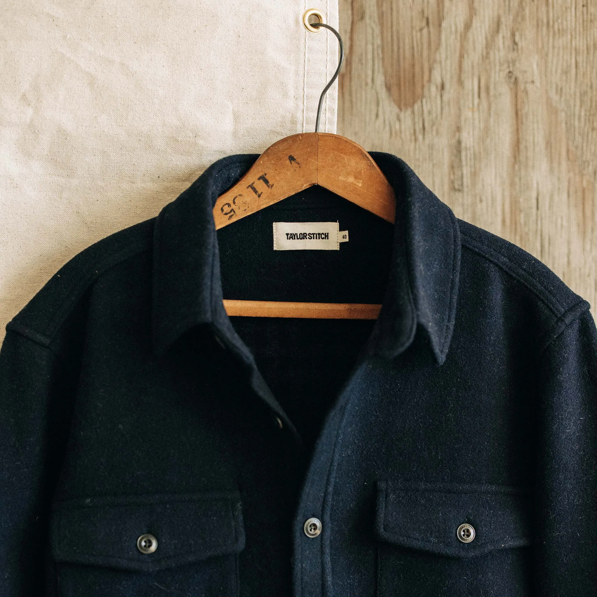 The Maritime Shirt Jacket in Dark Navy Wool