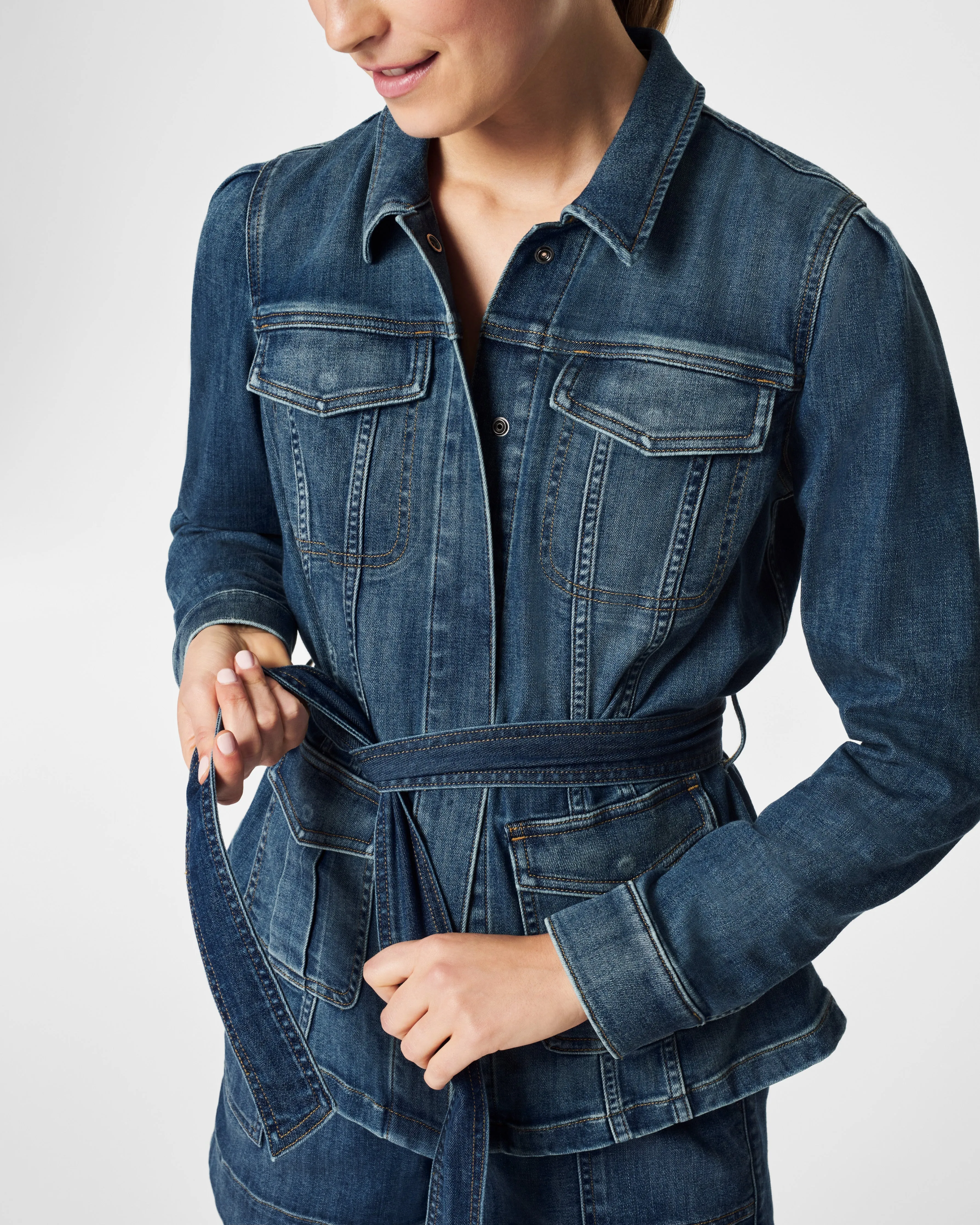 Tie-Front Jean Shirt Jacket