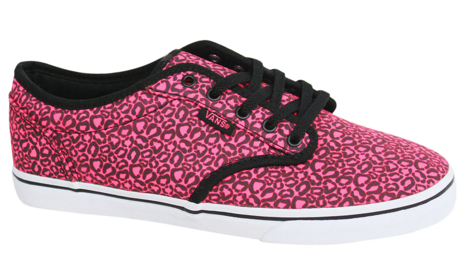 Vans Atwood Lo Pink Black Lace Up Womens Canvas Trainers Plimsolls NJO7II B85B