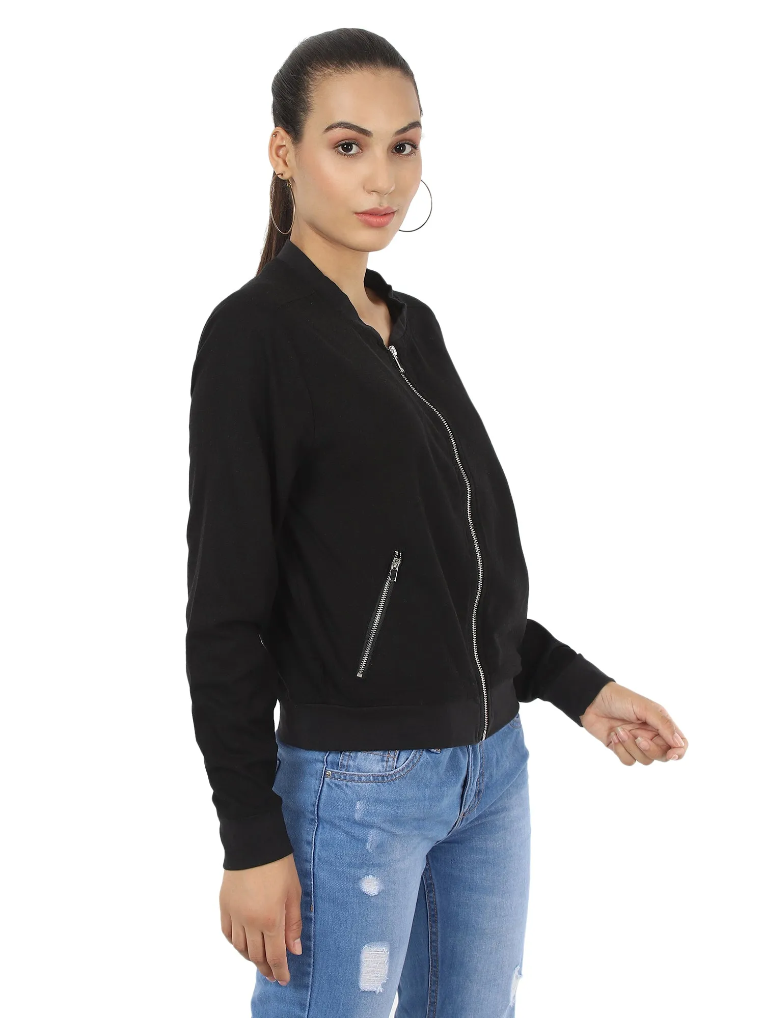 Women Black Zip Up Jacket