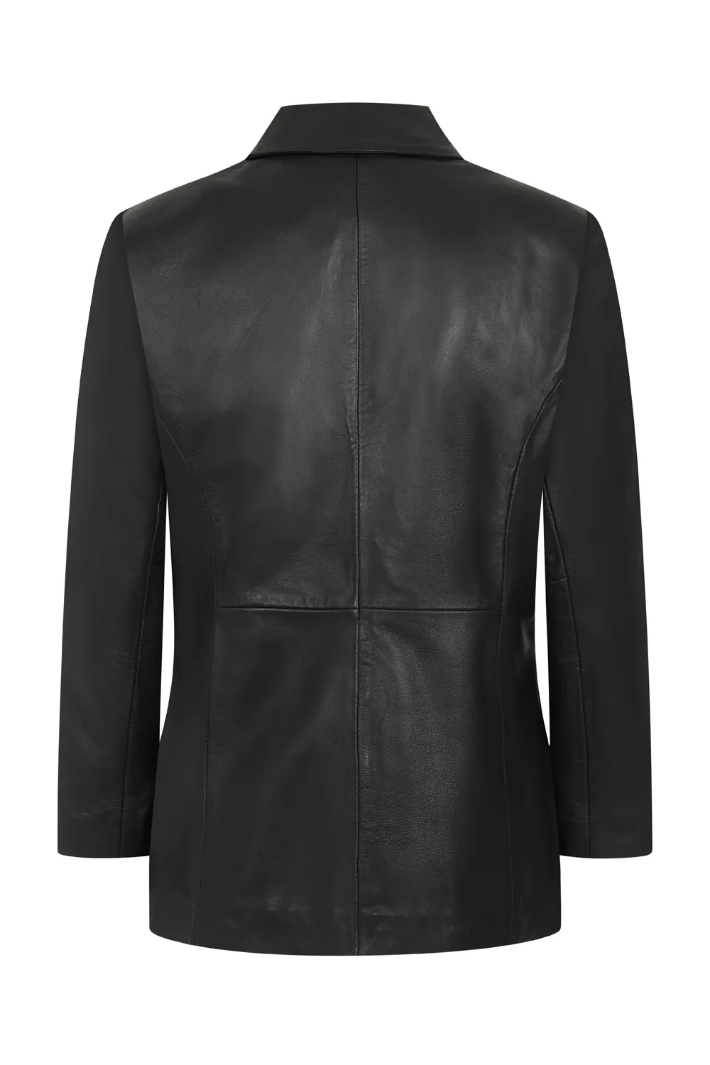 WOMEN'S HIP LENGTH BLAZER LEATHER JACKET - ANGELA