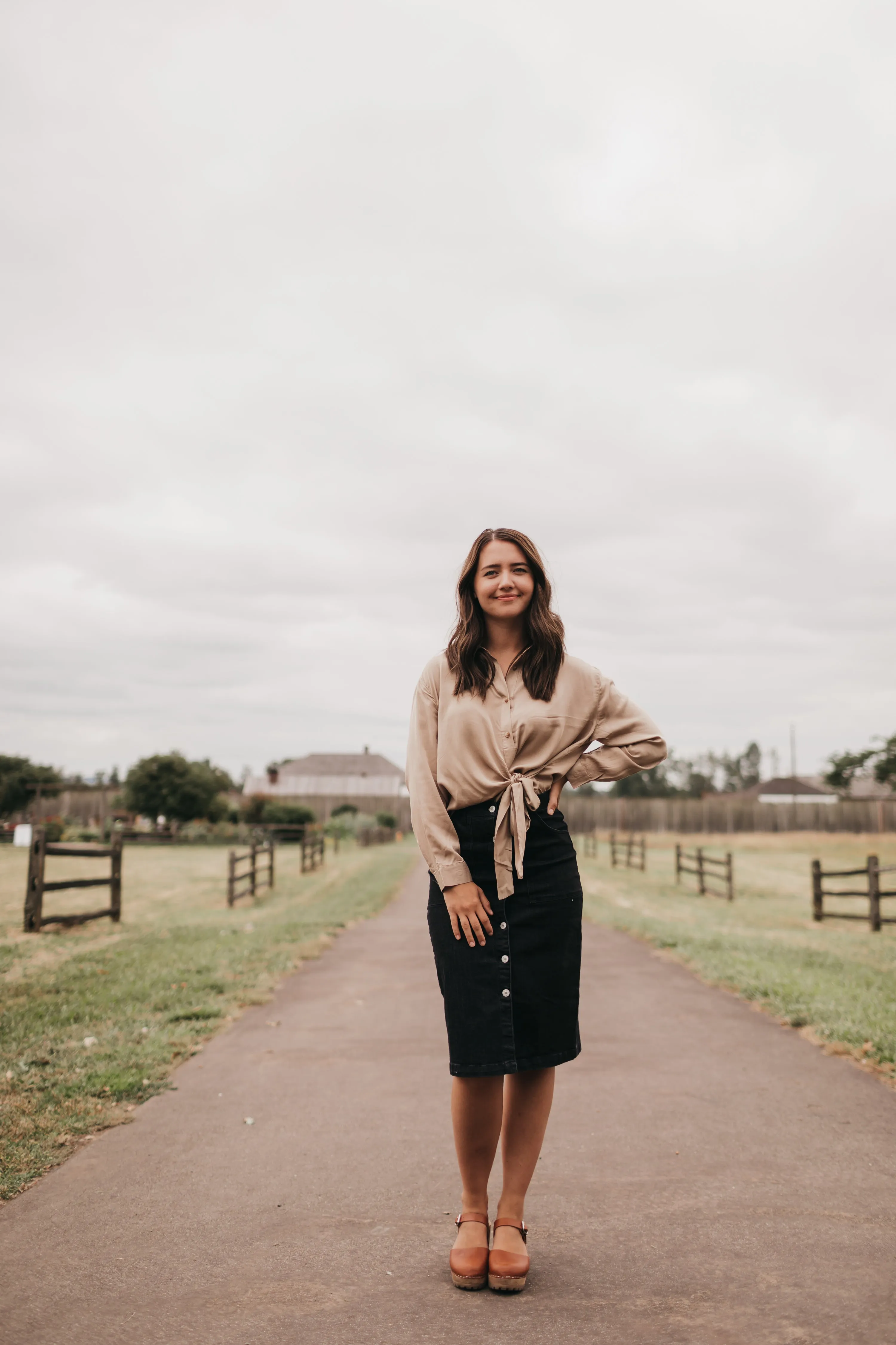 Zoe Denim Skirt Below Knee Length BLACK